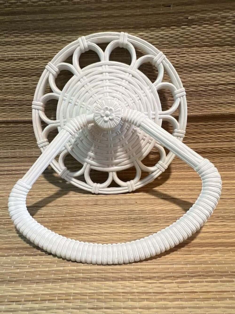 Vintage Homco Faux White Wicker Rattan Style Towel Ring Holder